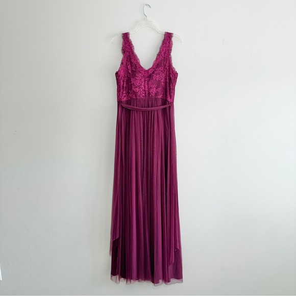 BHLDN Hitherto Sz14 Samantha Purple Lace Chiffon Maxi Dress Bridesmaids Formal - Picture 5 of 12